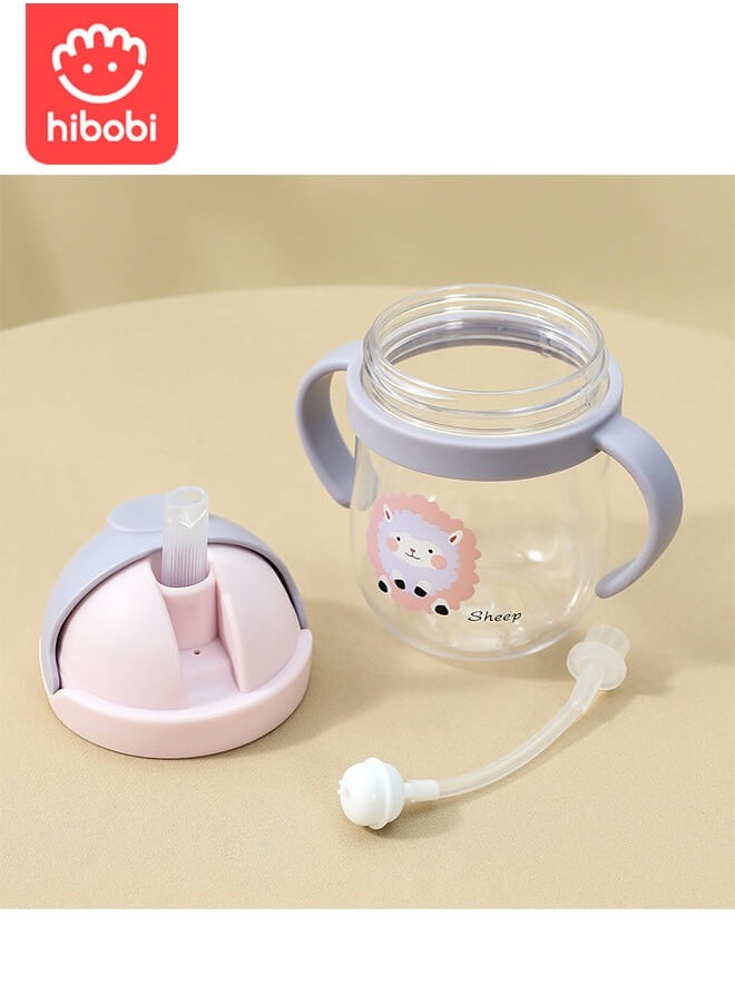 300ml summer children's cute cartoon plastic straw anti drop portable kettle, suitable for boys, girls and elementary school students.