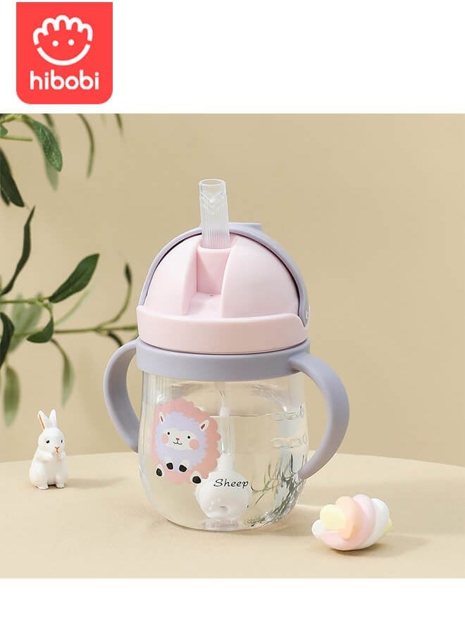 300ml summer children's cute cartoon plastic straw anti drop portable kettle, suitable for boys, girls and elementary school students.