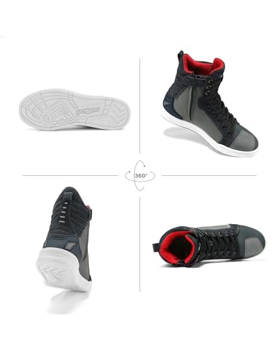 BORLENI Motorcycle Boots Street Riding Shoes AntiSlip Outdoor Trekking Hike Work Shoes for Men Grey 125 - Image 3