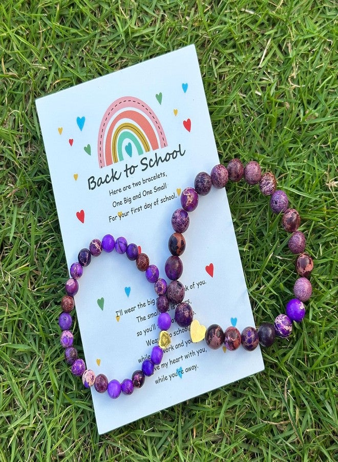 HTH Back to School Bracelets for Mother Daughter Matching Heart Mommy and Me Wish Strings Bracelet Set First Day of School Gifts, Adjustable, Stone, no gemstone - Image 3