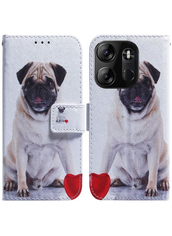 Case Cover For For Tecno Spark Go 2023 / Pop 7 Pro Coloured Drawing Flip Leather Phone Case(Pug)