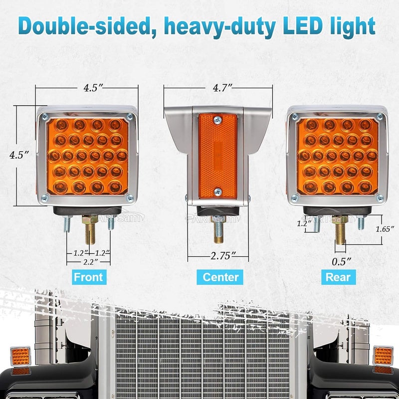 Partsam 2Pcs Amber LED Trailer Pedestal Lights - Image 4