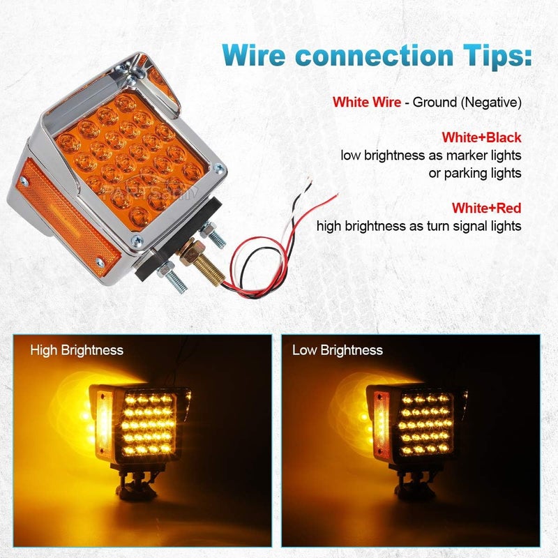 Partsam 2Pcs Amber LED Trailer Pedestal Lights - Image 5
