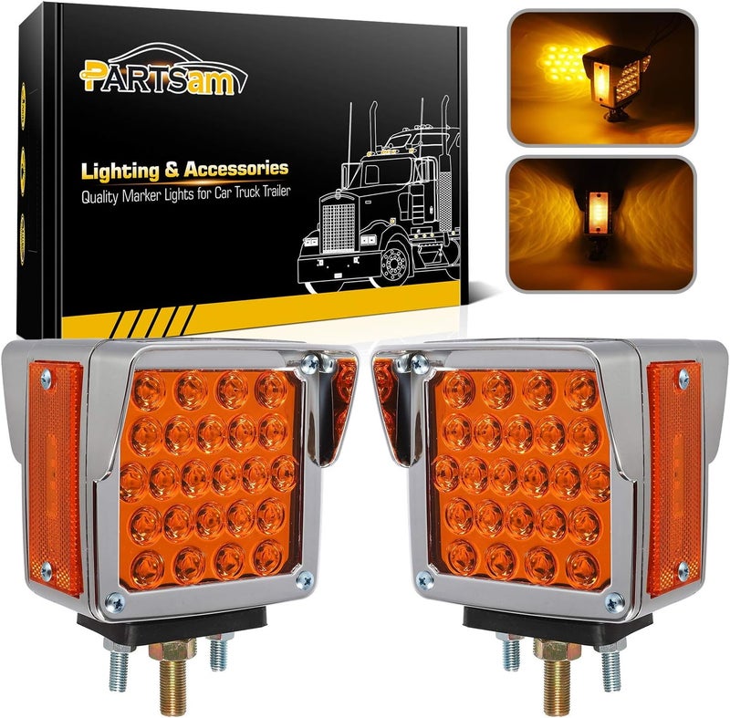 Partsam 2Pcs Amber LED Trailer Pedestal Lights - Image 1