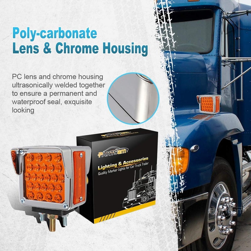 Partsam 2Pcs Amber LED Trailer Pedestal Lights - Image 2
