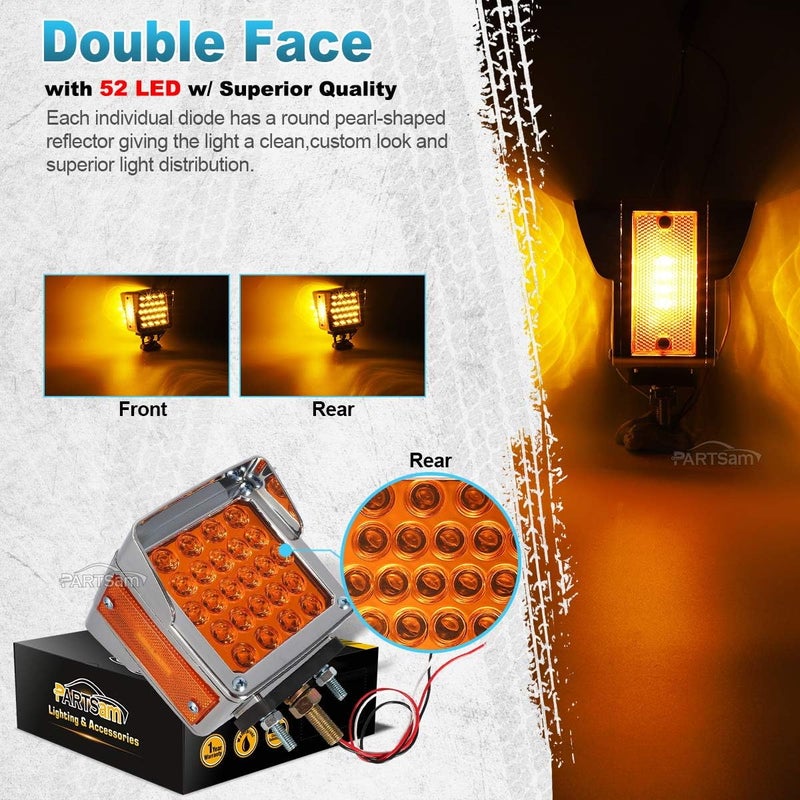 Partsam 2Pcs Amber LED Trailer Pedestal Lights - Image 3