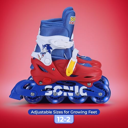 VOYAGER سونيك 2 في 1 زلاجات أطفال رولر، تتحول من زلاجات رباعية إلى زلاجات خطية، حذاء صلب متين، عجلات LED للزلاجات الرباعية والخطية، محامل من الصلب الكربوني ABEC-7 - Image 3