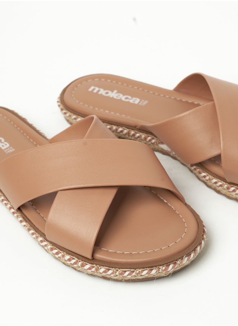 MOLECA - Reina Cross Strap Flat Sandals - Image 1