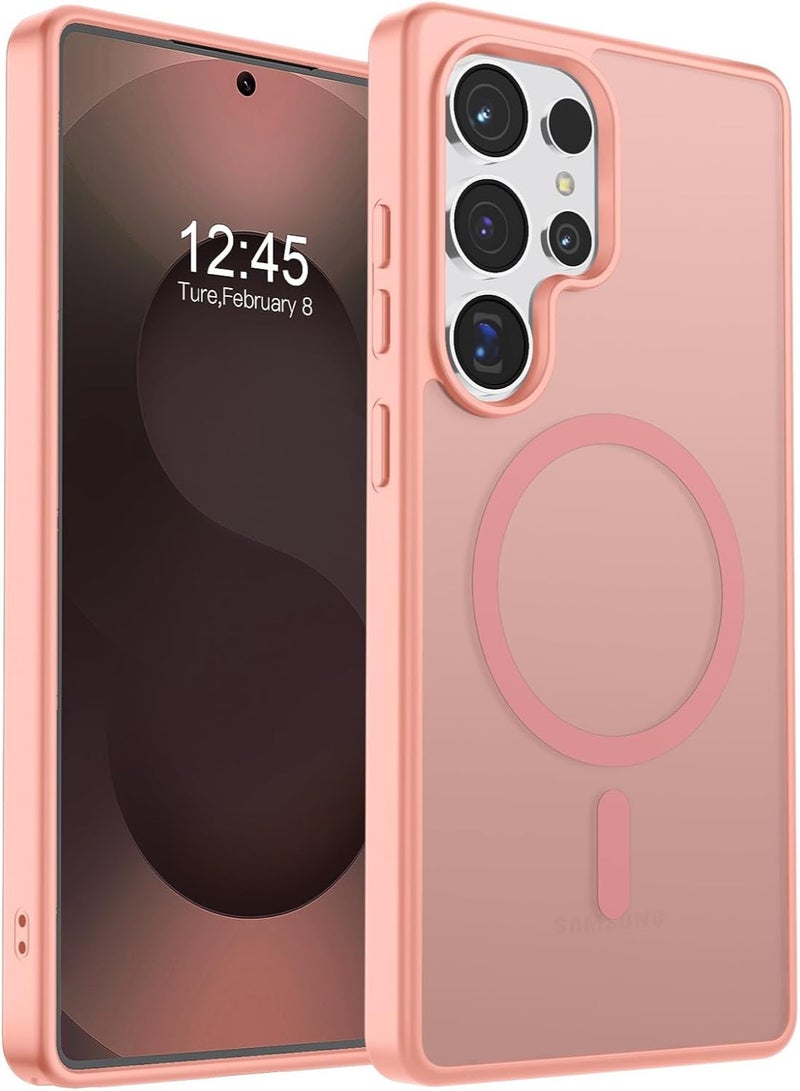 أكاليكس جراب مغناطيسي غير لامع لهاتف سامسونج S24 ألترا، متوافق مع MagSafe، غطاء فاخر مطلي، جراب حماية للهاتف مقاوم للصدمات مصنوع من مادة TPU الناعمة غير اللامعة، متوافق مع سامسونج S24 ألترا (وردي) - Image 1
