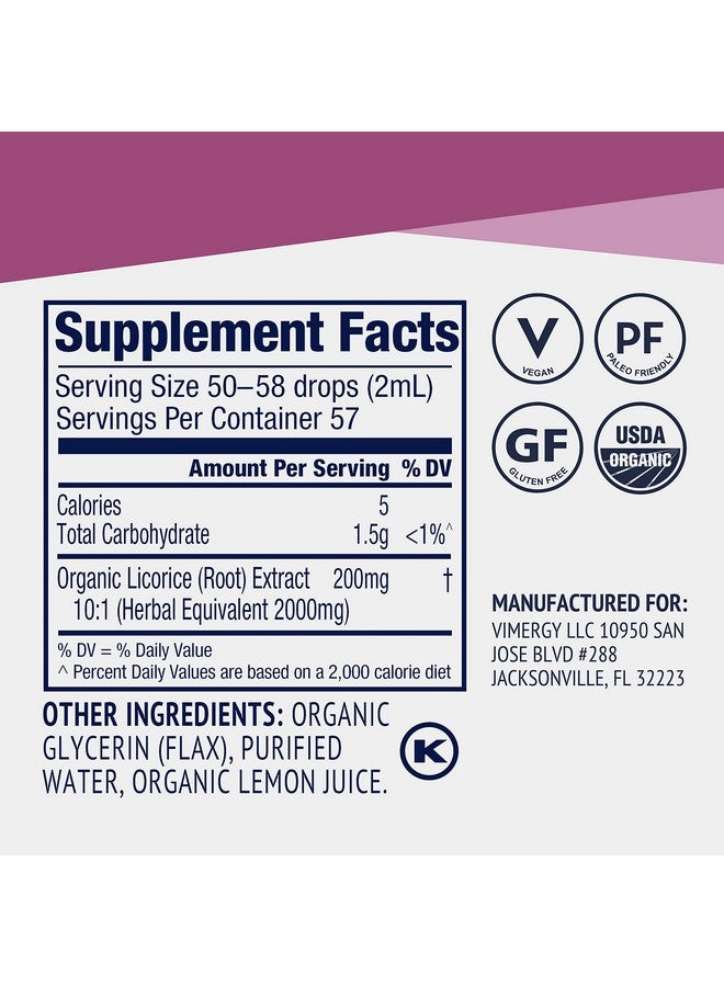 Vimergy Licorice - Promotes Digestive Function* - Benefits Respiratory Health* - USDA Certified Organic, Vegan, Gluten-Free - 115 mL (57 Servings) - Image 4