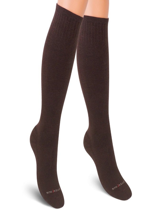 SocksLane Cotton Compression Socks for Women & Men. 15-20 mmHg Support Knee-High Small-Medium brown - Image 1