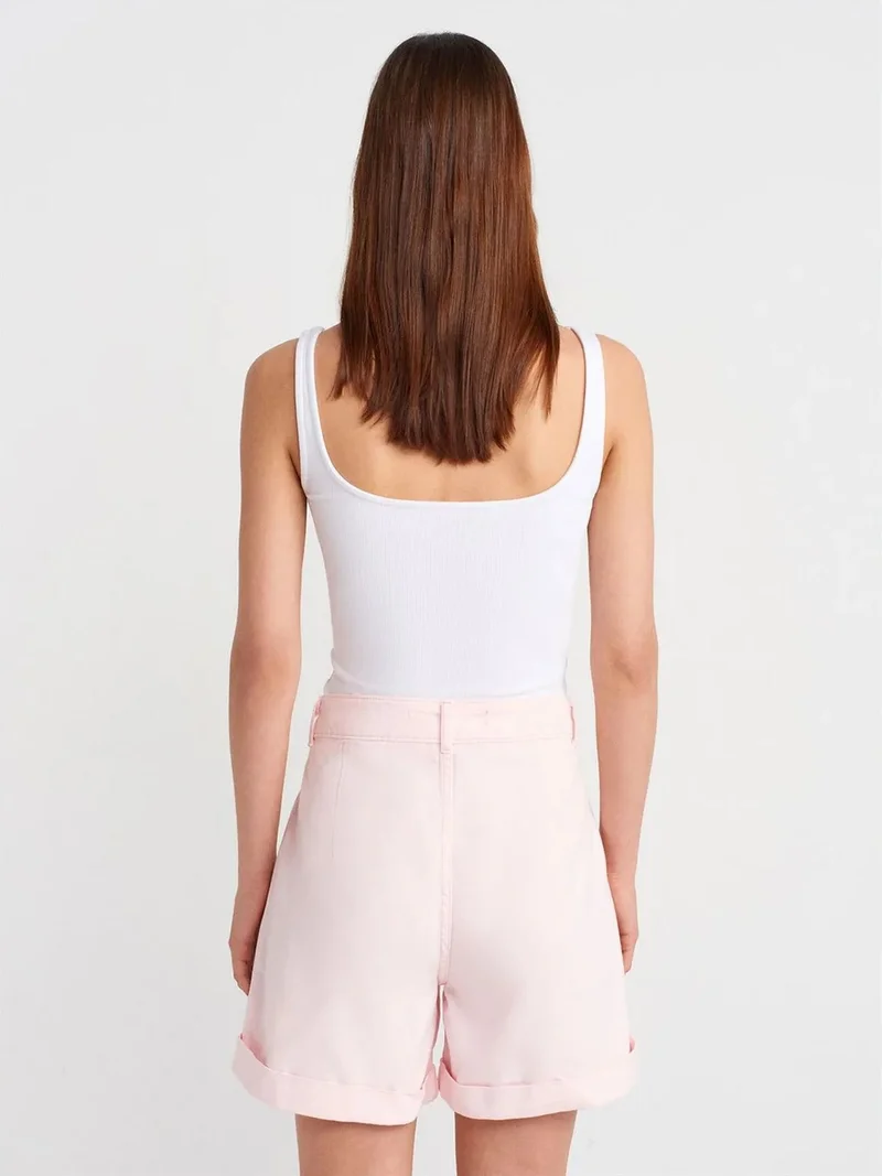ديلفين Dilvin High-Waist Cotton Denim Shorts