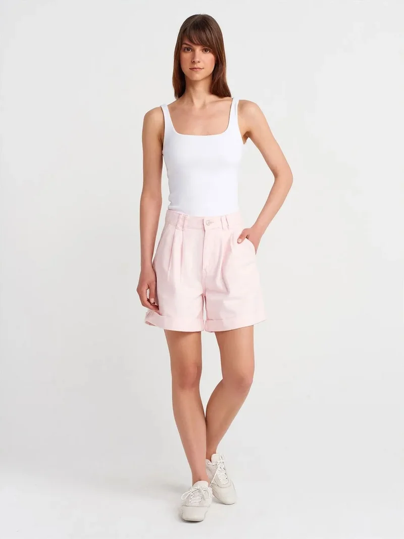 ديلفين Dilvin High-Waist Cotton Denim Shorts
