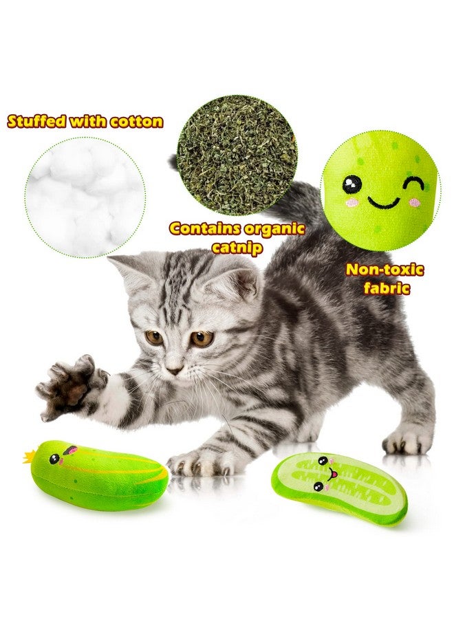 MALLMALL6 5Pcs Pickle Cat Toys, Kitten Catnip Toys for Cat Lover Gifts, Indoor Kitten Chew Bite Kick Cucumber Catmint Supplies, Interactive Pet Set with Cute Expression for Pet Presents - Image 3
