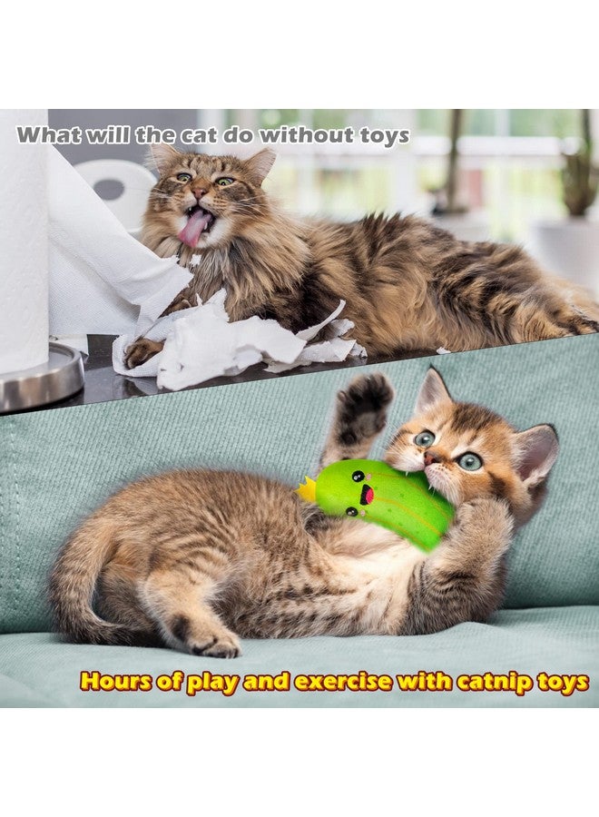 MALLMALL6 5Pcs Pickle Cat Toys, Kitten Catnip Toys for Cat Lover Gifts, Indoor Kitten Chew Bite Kick Cucumber Catmint Supplies, Interactive Pet Set with Cute Expression for Pet Presents - Image 5