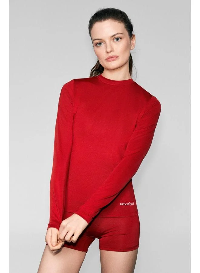 Urban Beat  COREX Women's Red Slim Fit Long Sleeve Sports T-Shirt with Round Neck and Print Details for Women | Best Price UAE