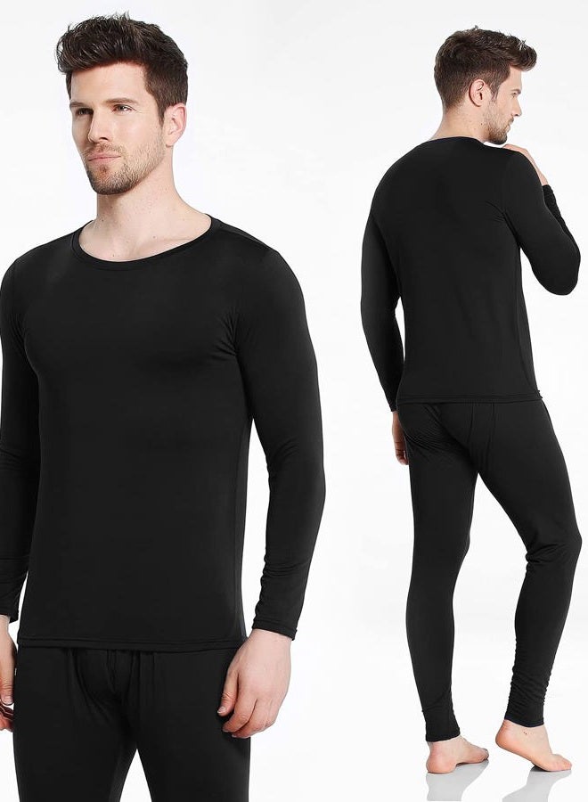 TEEPIRE Mens Thermal Underwear Set with Lightweight Ultra Soft Fleece Lined,Long John Set, Skiing Base Layer (Small) Black - Image 2