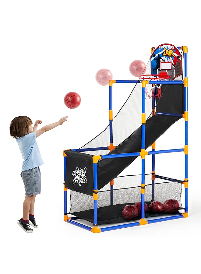 JOYIN Arcade Basketball Game Set With 4 Balls And Hoop For Kids 3 To 12 Years Old Indoor Outdoor Sport Play Easy Set Up Air Pump Included Ideal For Competition - Image 1