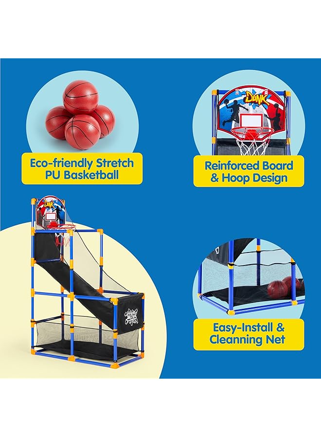 JOYIN Arcade Basketball Game Set With 4 Balls And Hoop For Kids 3 To 12 Years Old Indoor Outdoor Sport Play Easy Set Up Air Pump Included Ideal For Competition - Image 4