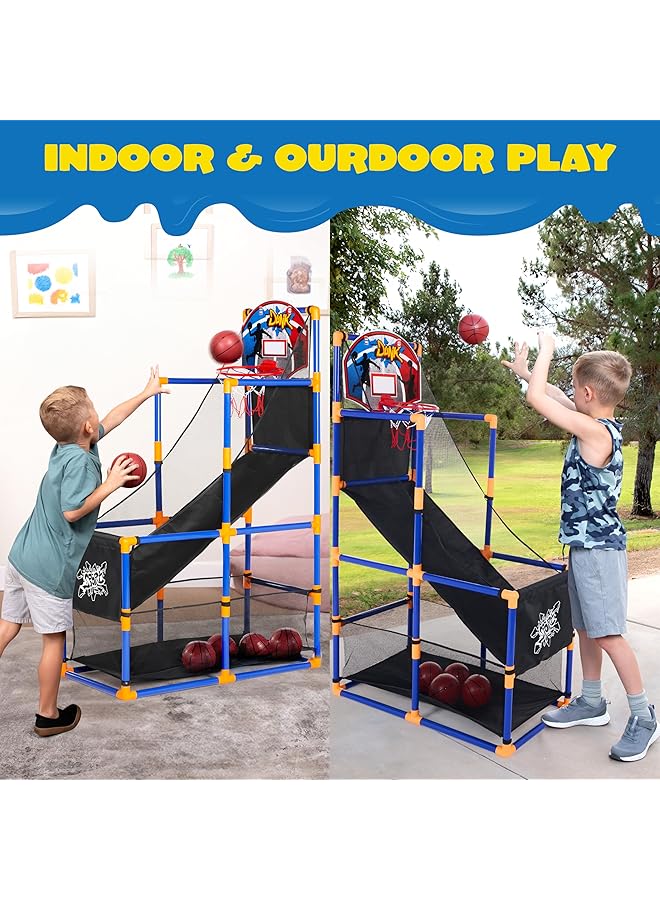 JOYIN Arcade Basketball Game Set With 4 Balls And Hoop For Kids 3 To 12 Years Old Indoor Outdoor Sport Play Easy Set Up Air Pump Included Ideal For Competition - Image 2