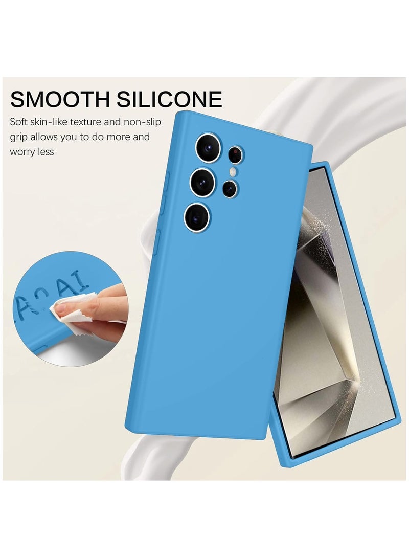 Techie غطاء خلفي مغناطيسي ناعم وسلس من السيليكون مع بطانة ميكروفايبر داخلية لهاتف سامسونج جالاكسي S24 ألترا - أزرق سماوي - Image 5