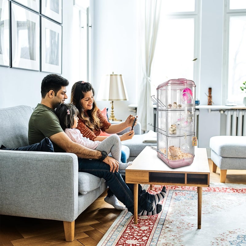 Western Era Hamster Cage 3 Floor – Wired Top for Easy Viewing, Built-in Handle for Portability, Fully Ventilated for Pet Comfort, Safe & Secure Transport, Gerbils, Small Pets, Food Tray & Water Bottle - Image 5