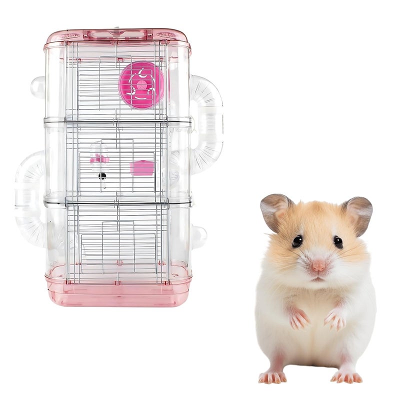 Western Era Hamster Cage 3 Floor – Wired Top for Easy Viewing, Built-in Handle for Portability, Fully Ventilated for Pet Comfort, Safe & Secure Transport, Gerbils, Small Pets, Food Tray & Water Bottle - Image 1