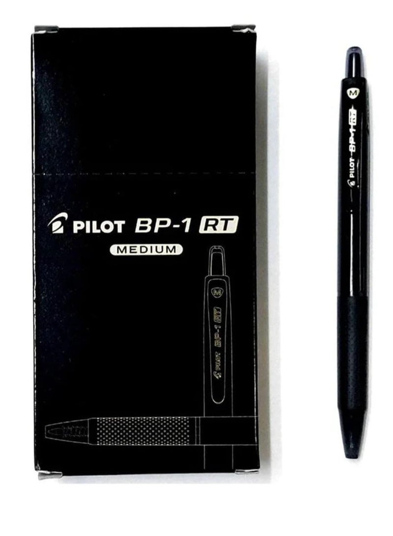 بايلوت قلم بايلوت BP-1 RT  متوسط ​​الحجم أسود مكون من 12 قطعة