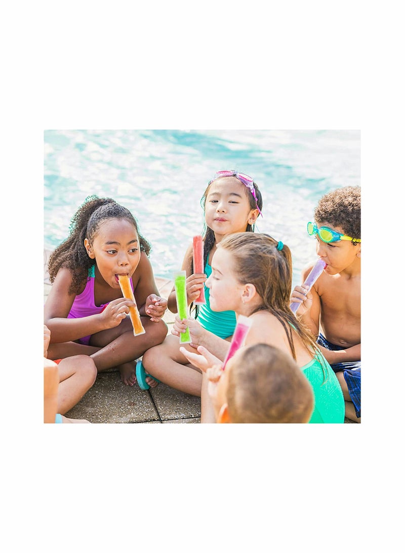 100 Pieces Disposable Ice Mold Bags Homemade ice lolly with Funnels Freeze Snacks Freezer Tubes for Healthy Juice Smoothies (8.7 x 2.4 Inch) - Image 2