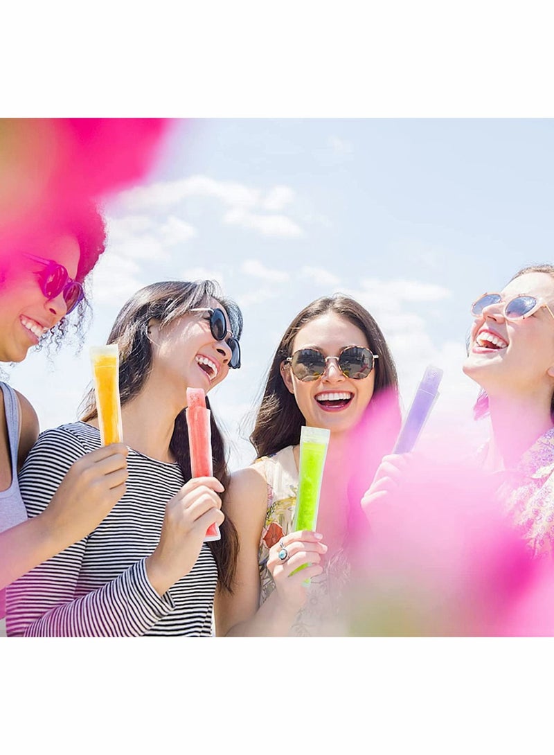 100 Pieces Disposable Ice Mold Bags Homemade ice lolly with Funnels Freeze Snacks Freezer Tubes for Healthy Juice Smoothies (8.7 x 2.4 Inch) - Image 3
