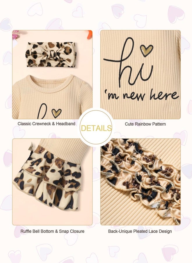 KANGKANG Newborn Baby Clothes - Girl Romper & Jumpsuit Leopard Print Headband Set in Beige - Image 5