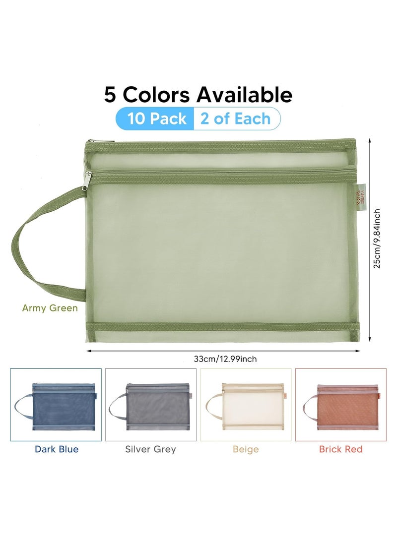 5 PCS Mesh Zipper Bags, Double Layer Nylon Storage Solution for Puzzle Toys, A4 Breathable Pouch with Handle, Ideal for Home, School, Office  Organization - Image 5