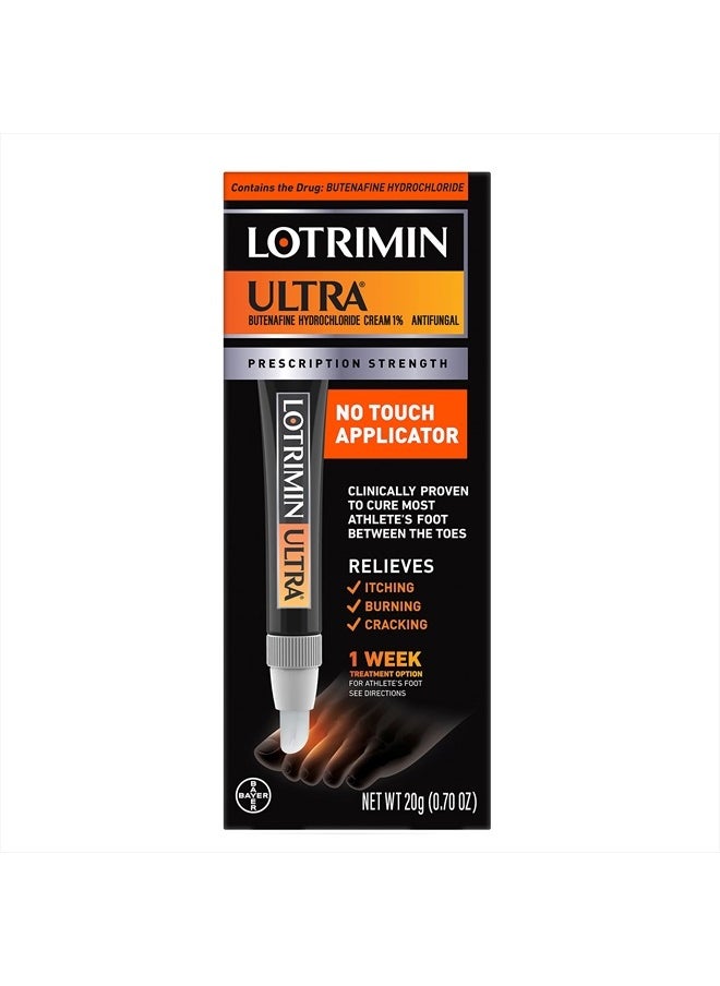 Lotrimin Ultra with No Touch Applicator,1 Week Athlete's Foot Treatment Cream. Prescription Strength Butenafine Hydrochloride 1%,Cures Most Athlete's Foot Between Toes,Antifungal,0.7 oz (20 Grams)  - Image 1