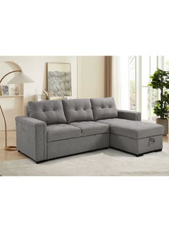 DANUBE HOME Ramiro Reversible Corner Fabric Sofa Bed Modern Design Sofa Bed Comfortable Living Room Furniture- Warm Grey  - Image 1