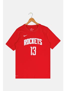 Nike Nike x NBA Kids Boy Harden James Dri Fit Short Sleeve Basketball T-Shirt, Red  - Image 1