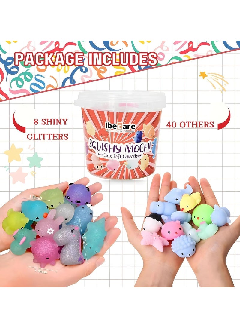 Ibecare Mochi Squishy Toys | Party favors for kids! birthday giveaways or return gifts for Birthday party kids | mini toys | goodie bags pinatas stocking fillers (48 Pcs Bucket) - Image 2