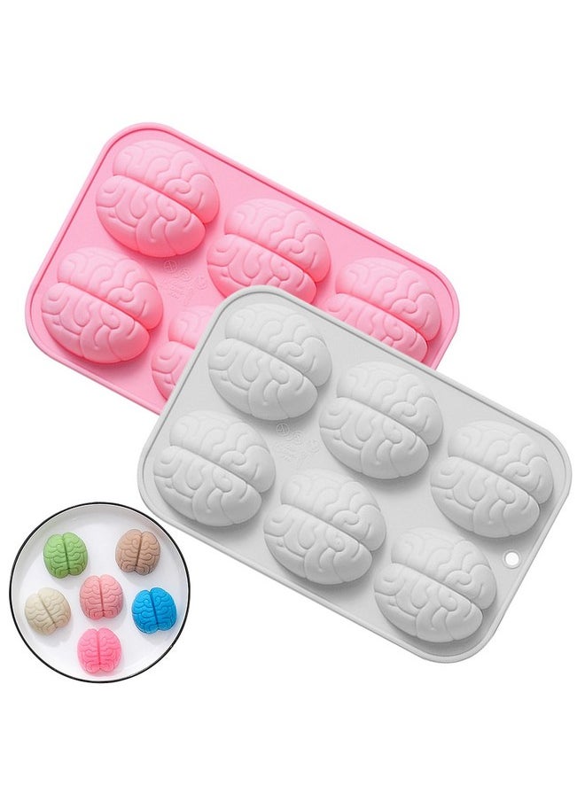 DonLeeving 2 PACK Halloween Brain Chocolate Candy Silicone Mold, Brain Chocolate Molds, Halloween Silicone Brain Cake Candy Cupcake Mold  - Image 1