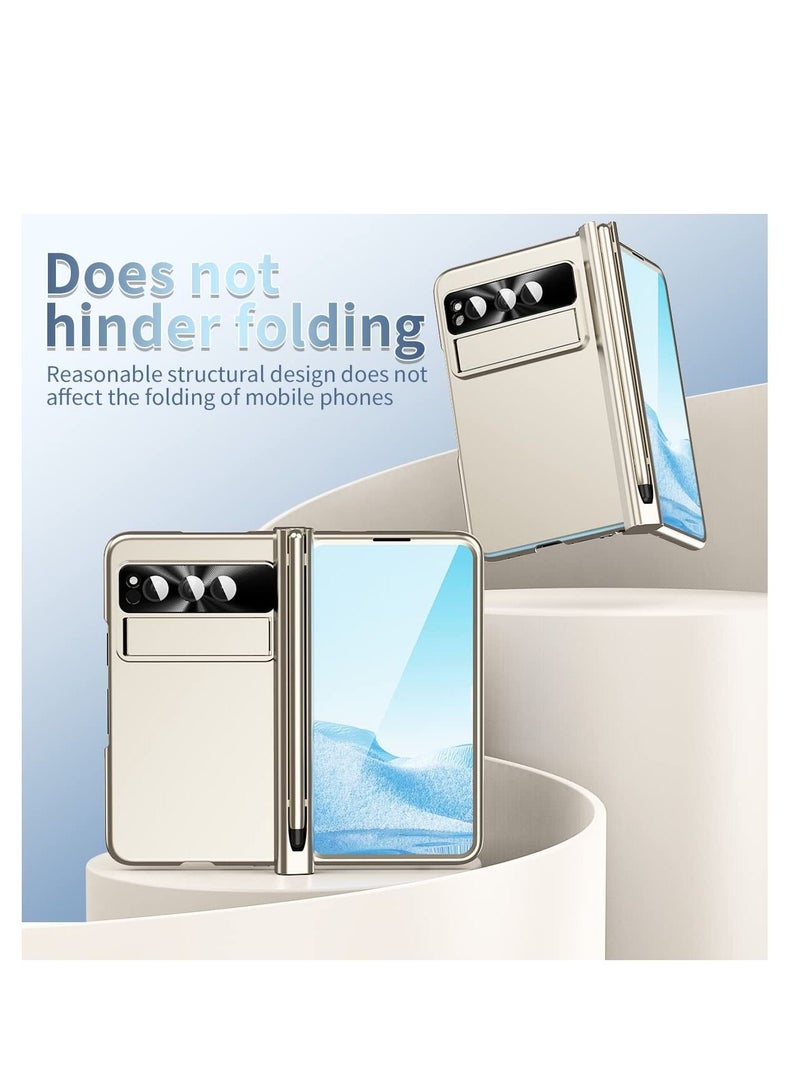 Captaintech Case for Google Pixel Fold, Full Cover Hinge Protection PC Cover, with Pen and Built-in Kickstand, with Camera Lens Protection, All-Inclusive Case for Google Pixel Fold Case (2023) (Gold) - Image 5