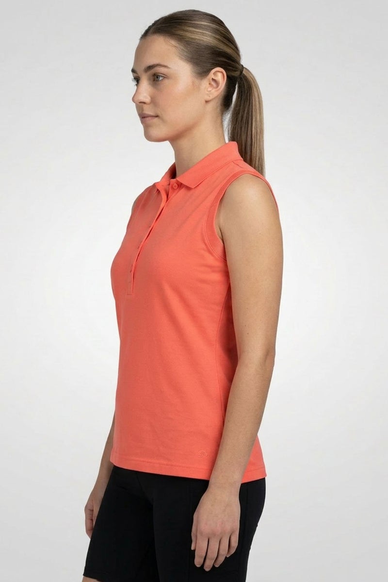 Ping Women Sportswear Fit Sleeveless Outdoor Polo Shirt, Orange - Image 3