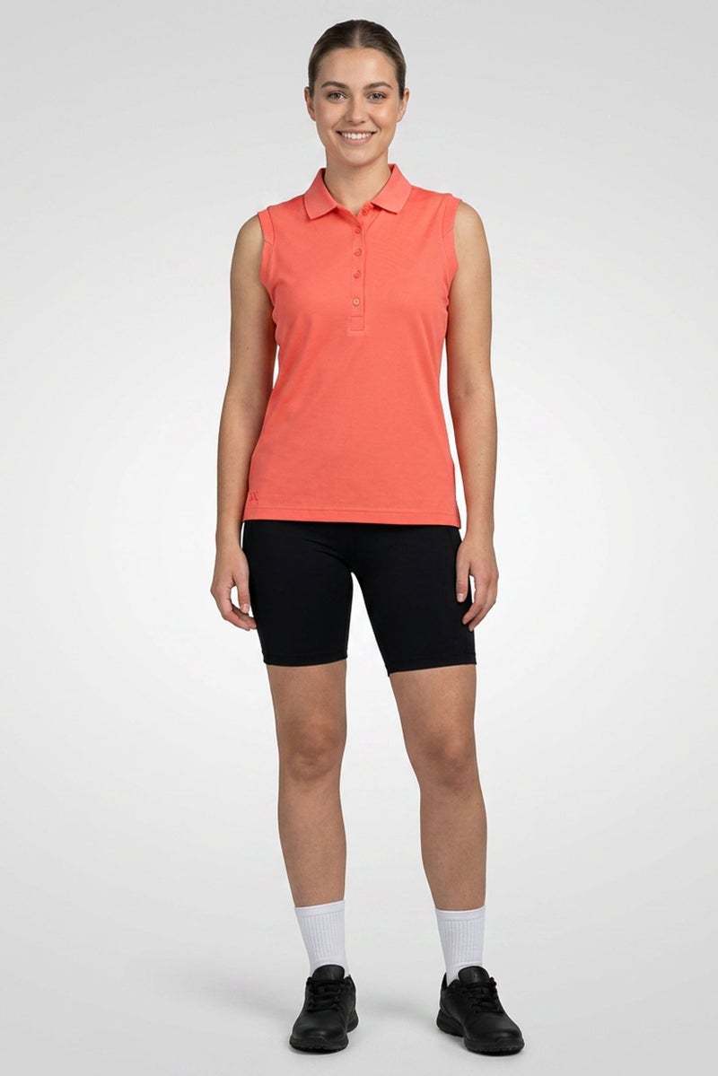 Ping Women Sportswear Fit Sleeveless Outdoor Polo Shirt, Orange - Image 2