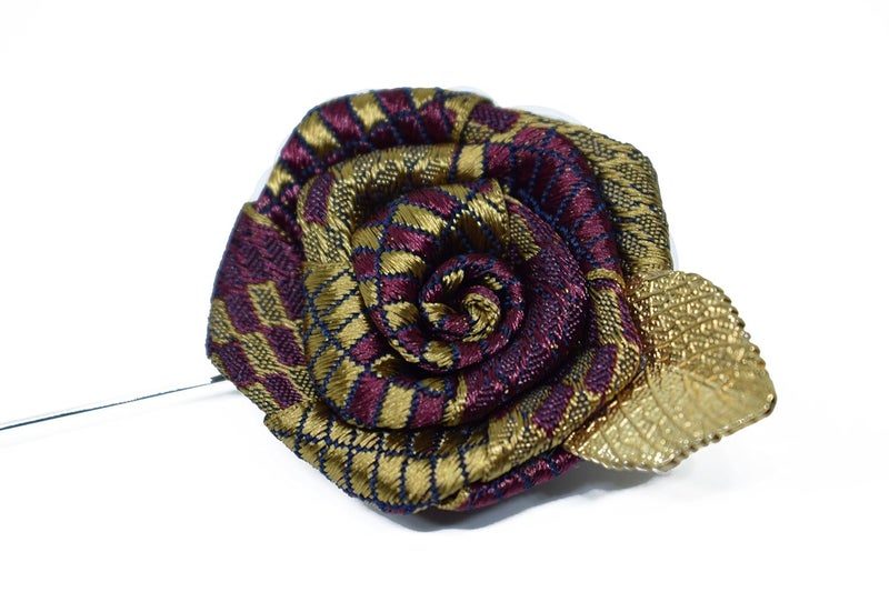 DeePerfetto Golden Fabric and Brass Lapel Pin for Men Brooch - Image 3