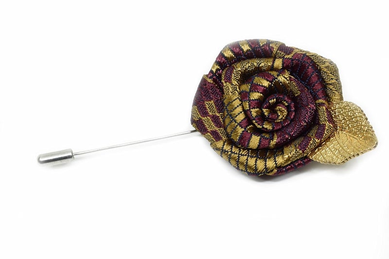 DeePerfetto Golden Fabric and Brass Lapel Pin for Men Brooch - Image 2