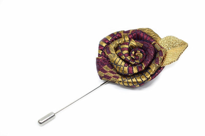 DeePerfetto Golden Fabric and Brass Lapel Pin for Men Brooch - Image 1