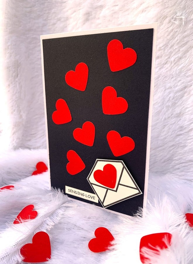 Crafted Forever Sending Love Greeting Card with envelope 4X6 inches for Anniversary/Valentine Day/spouse birthday/partner birthday heavy paper used, inside blank - Image 1