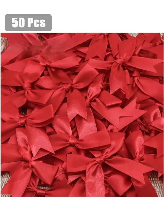 GMORO 50PCS Red Satin Bow Ribbon For Decorating Boxes, Gifts And Birthdays  - Image 1
