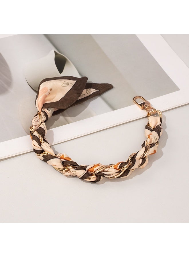 NIBEMINENT Beaded Phone Lanyard, Anti Lost Removable Wrist Strap, Scarf With A Cord Bracelet Pendant, Phone Keychain Lanyard, White