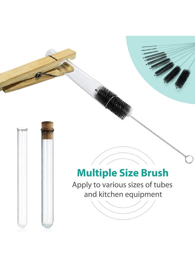 Cleaning Brushes, 8 Inch Nylon Tube Brush Set, Cleaner for Narrow Neck Bottles Cups with Hook, Set of 10pcs, Black - Image 5