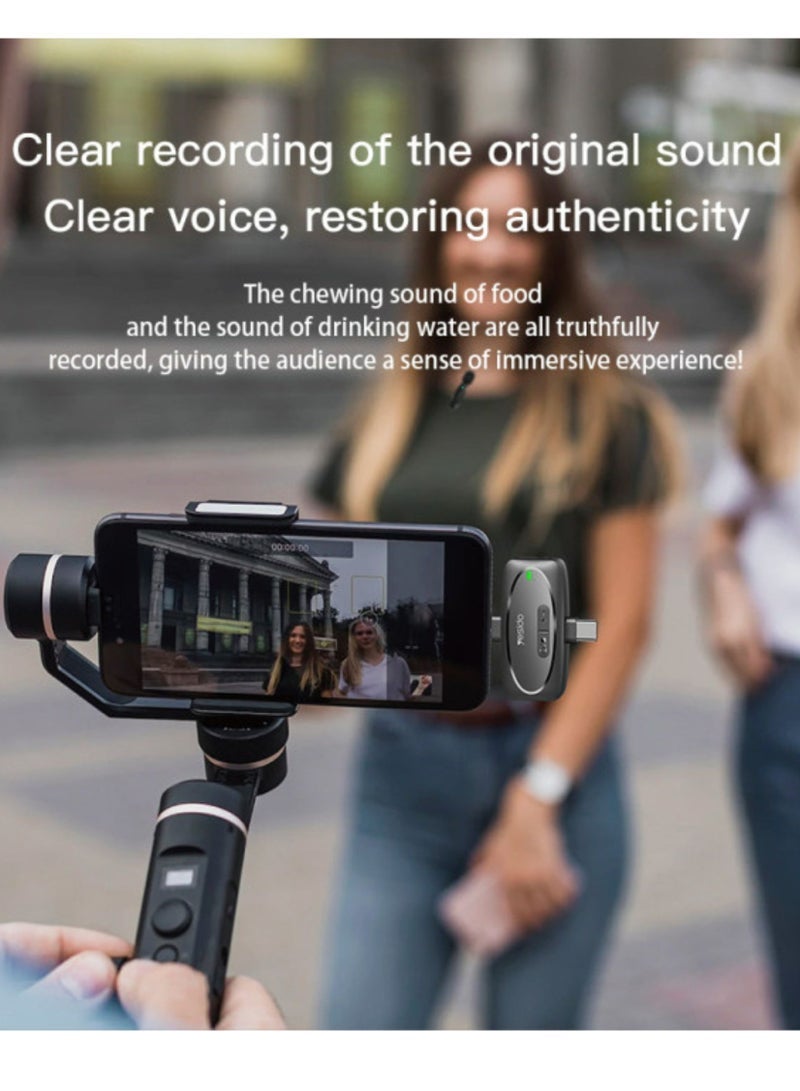 Yesido نظام ميكروفون MEMS لاسلكي محمول 2 في 1 KR15 - التقاط صوت 360° مع مرسلين مزدوجين، متوافق مع IP وType-C، ميكروفون لافاليير سهل الاستخدام للهواتف الذكية والكاميرات ويوتيوب والمدونات - Image 2