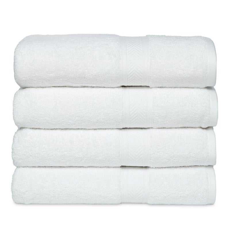 Casa Lino White Bath Towels Set of 4 54 x 27 Large Bathroom Towel Set 100 Cotton Towels for Bathroom Highly Absorbent Quick Dry Bath Towel Multipack New Apartment Essentials