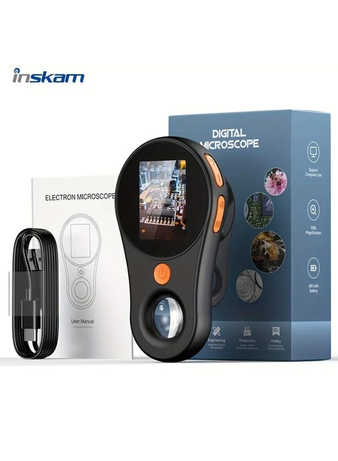 Black Digital Microscope 500x Magnification Portable Handheld For PCB Repair Coin Inspection - Image 1